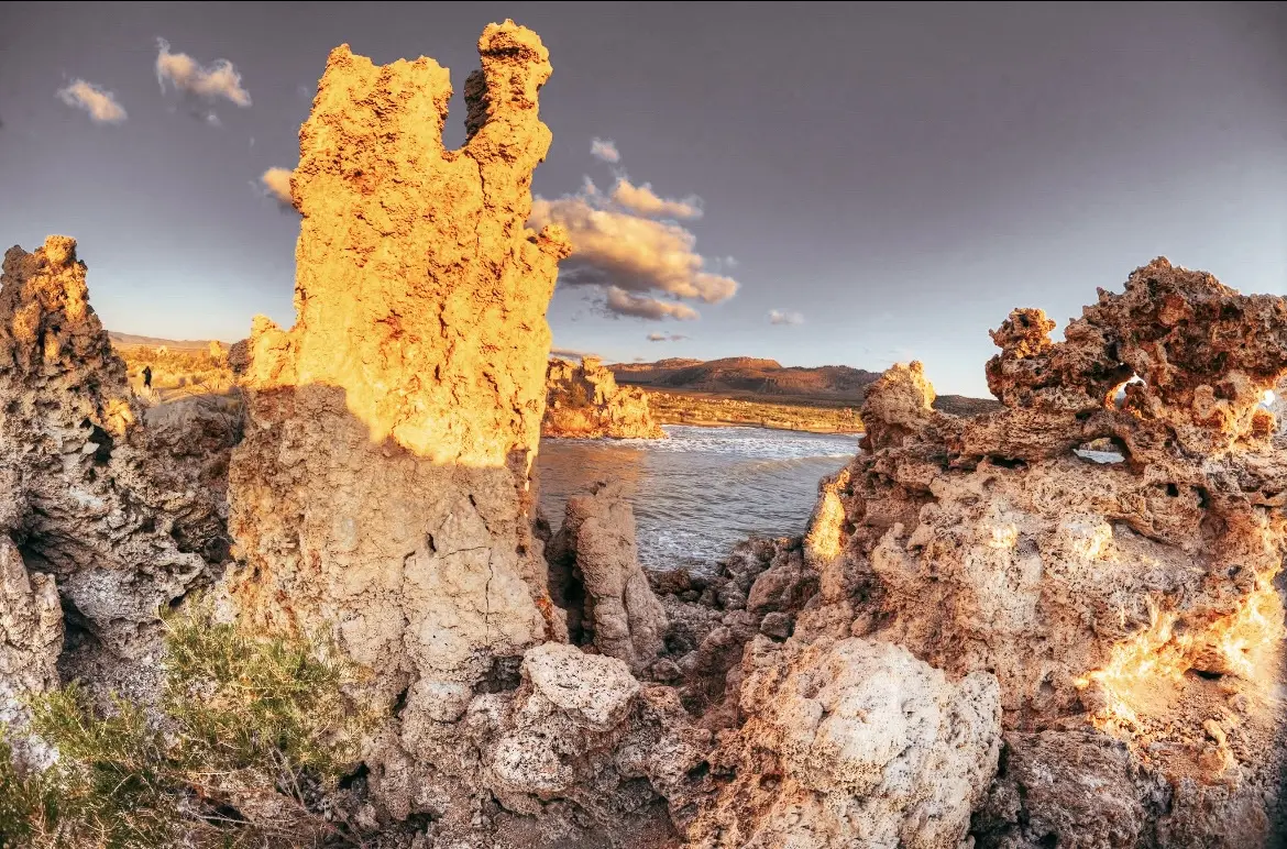 Sunlit tufa formations